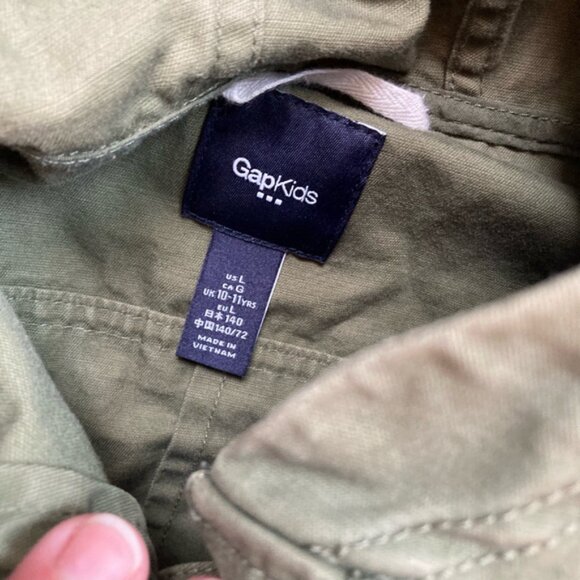 Girls Gap Kids Jacket Size L Green Hooded Utility - Picture 3 of 4